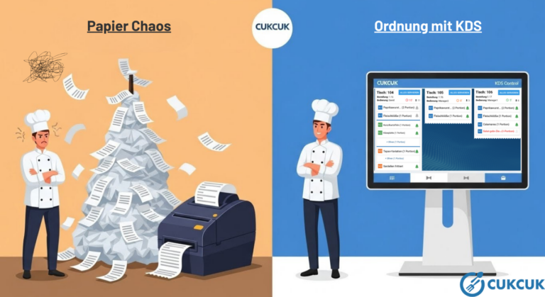 Küchen Display System (KDS) im Vergleich mit Drucker