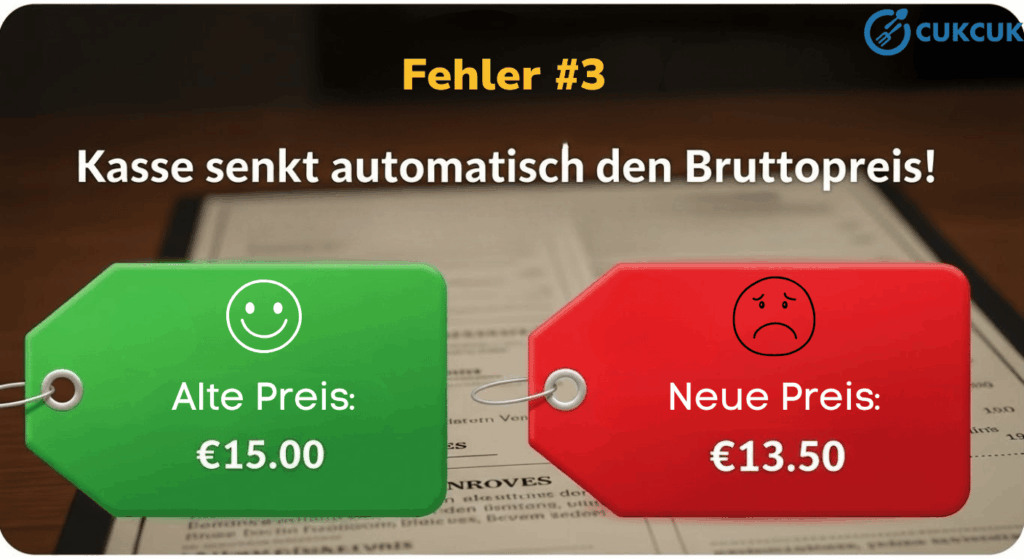 Kasse senkt automatisch den Bruttopreis