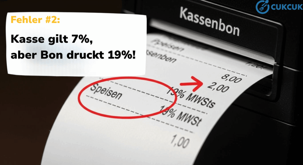 MwSt-Umstellung: Kasse gilt 7%, aber Bon druckt 19%